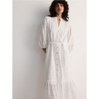 Rochie maxi ajurata - alb