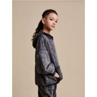Bluza oversized cu efect prespalat - gri-inchis