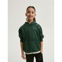 Bluza oversized cu efect prespalat - turcoaz-inchis