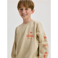 Bluza sport oversized cu imprimeu - bej