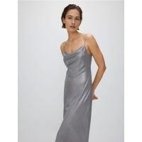 Rochie maxi lucioasa - gri deschis