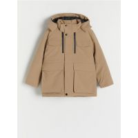 Geaca parka cu gluga - brun-auriu