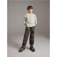 Pantaloni parachute din bumbac - verde-maroniu