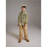 Pantaloni cargo cu efect prespalat - brun-auriu