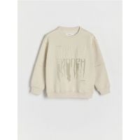 Bluza sport oversized cu imprimeu - bej