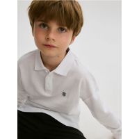 Tricou cu maneca lunga si broderie - alb