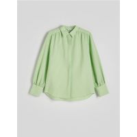 Camasa oversize in stil pijama - verde-galbui