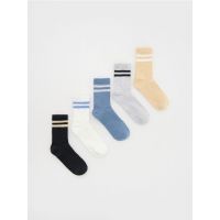 Set de 5 perechi de sosete cu continut ridicat de bumbac - crem