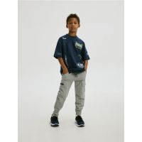 Pantaloni de bumbac Jogger - gri-inchis