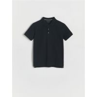Tricou polo cu detaliu brodat - negru