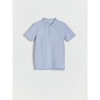 Tricou polo cu detaliu brodat - albastru-pal