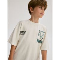 Tricou oversized Sonic - crem