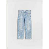 Blugi straight cu model - albastru