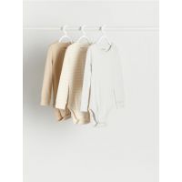 Set 3 body-uri din bumbac - bej