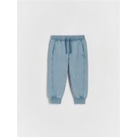 Pantaloni sport cu efect prespalat - albastru