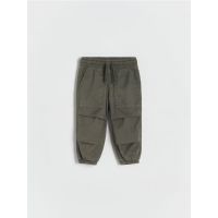 Pantaloni parachute din bumbac - verde-maroniu