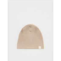 Caciula beanie cu petic si continut ridicat de bumbac - bej
