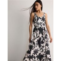 Rochie maxi cu model floral - negru