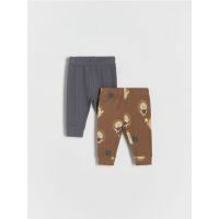 Set de 2 pantaloni din material structurat - brun-auriu