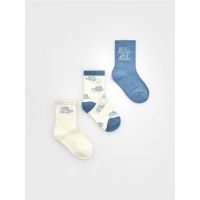 Set de 3 perechi de sosete cu continut ridicat de bumbac - albastru-violet