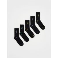 Set de 5 perechi de sosete cu continut ridicat de bumbac - negru