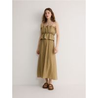 Rochie maxi cu decolteu decupat - verde-oliv deschis