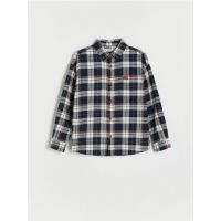 Camasa oversize in carouri - bleumarin