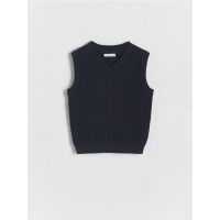 Vesta din material tricotat - bleumarin