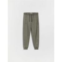 Pantaloni jogger cu efect prespalat - verde-maroniu