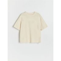 Tricou oversized, cu continut ridicat de bumbac - crem
