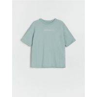 Tricou oversized, cu continut ridicat de bumbac - turcoaz-deschis
