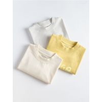 Set de 3 tricouri oversized, din bumbac - galben-pal