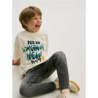 Tricou oversized cu imprimeu - nude