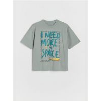 Tricou oversized cu imprimeu - gri