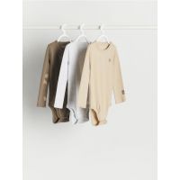 Set 3 body-uri din bumbac - bej