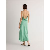 Rochie maxi cu continut ridicat de viscoza cu adaos de in - verde-deschis