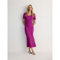 Rochie maxi cu continut ridicat de viscoza - roz-fuchsia