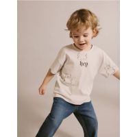 Tricou oversized cu imprimeu - gri deschis