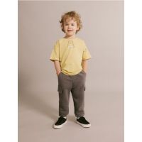 Tricou oversized cu imprimeu - galben-pal
