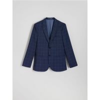 Blazer slim fit in carouri - bleumarin
