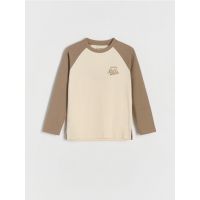 Tricou cu maneca lunga si imprimeu - nude