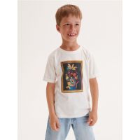 Tricou oversized cu imprimeu cu minioni - crem