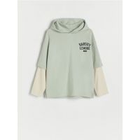 Tricou oversized cu maneca lunga - verde-menta