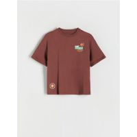 Tricou oversized cu imprimeu - maro
