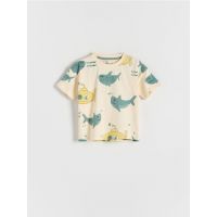 Tricou oversized cu imprimeu - crem