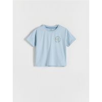 Tricou oversized cu imprimeu - albastru