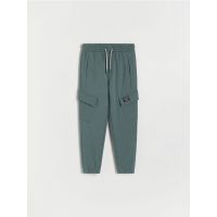 Pantaloni jogger cu buzunare cargo - verde-maroniu