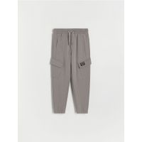 Pantaloni jogger cu buzunare cargo - gri-inchis