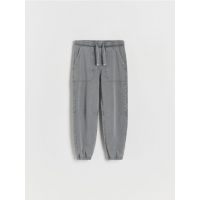 Pantaloni jogger cu efect prespalat - gri-inchis