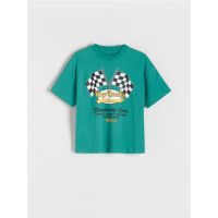 Tricou oversized cu imprimeu - verde
